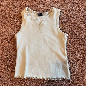 Girls green Waffle Knit Tank Top